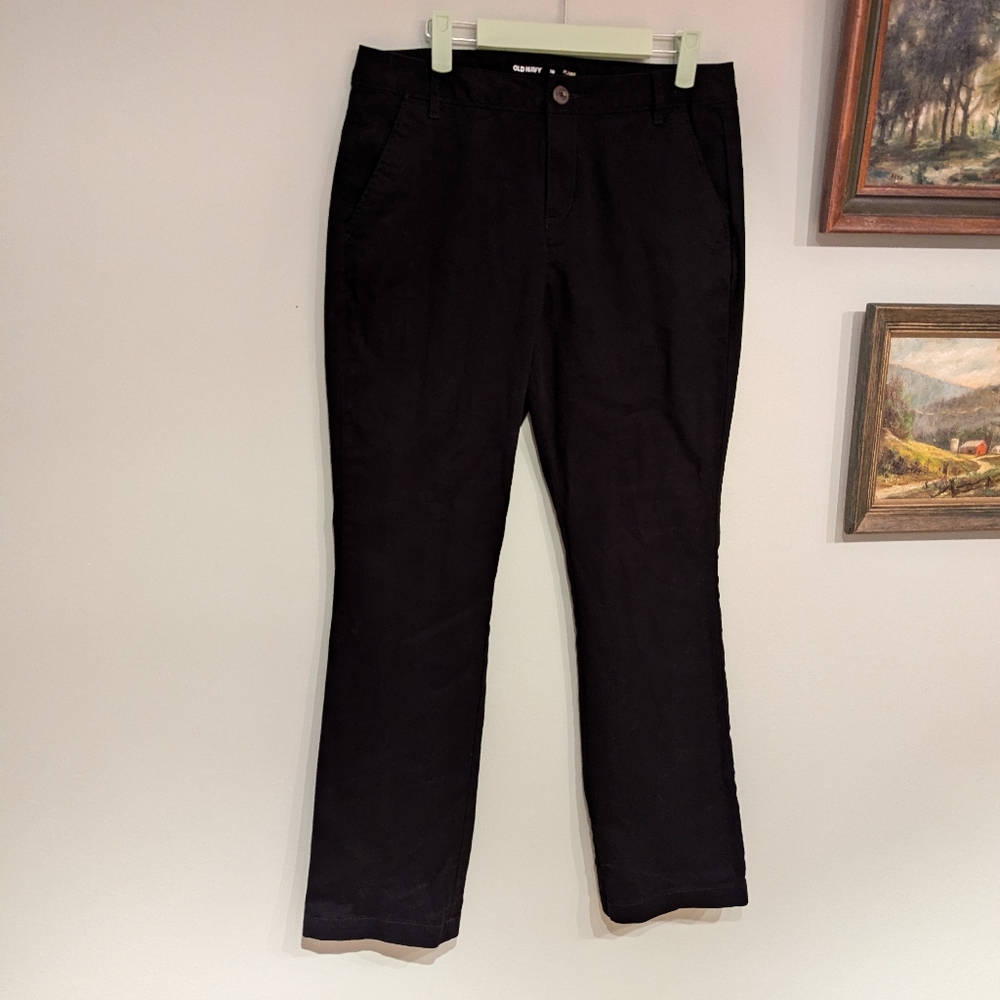 Old Navy Women's 10 Uniform Pant Flare (Straight) Stretch Black 194